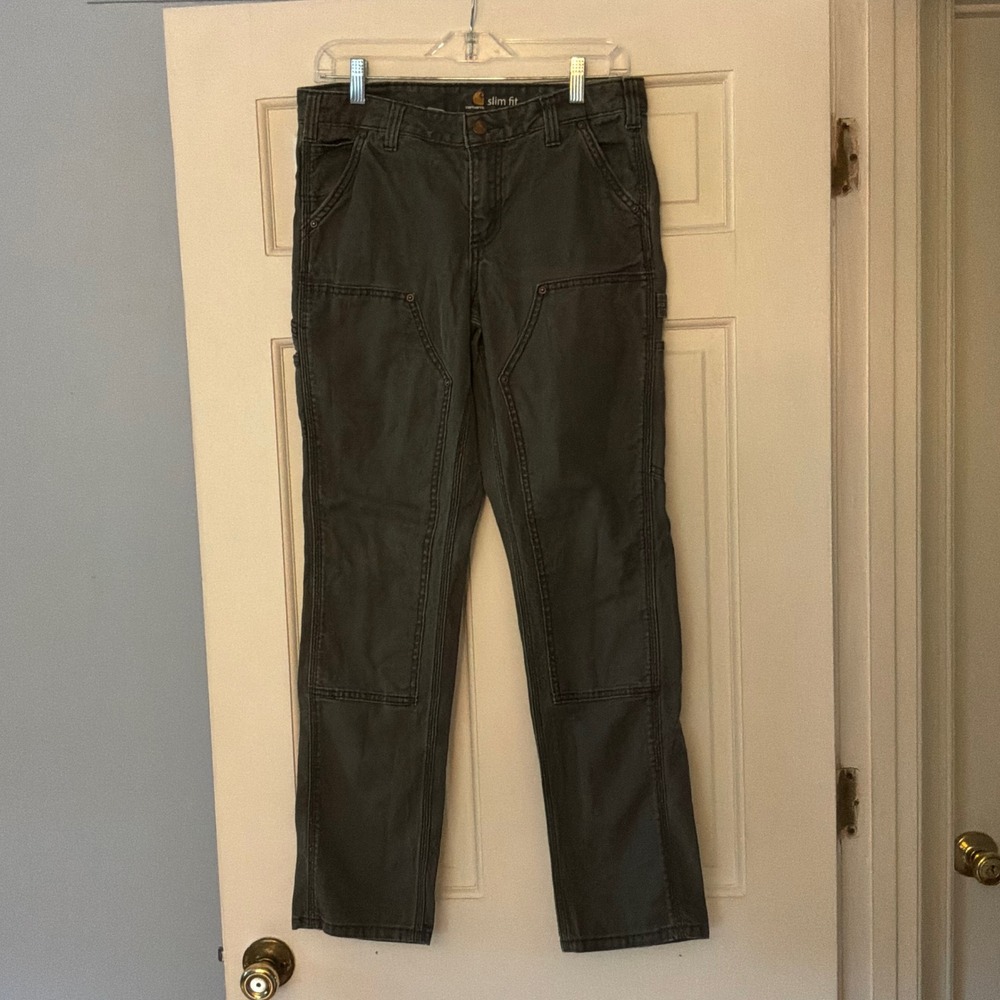 Carhartt Series 1889 Women Slim Fit Double Front Canvas Dungaree Gray Pants 6